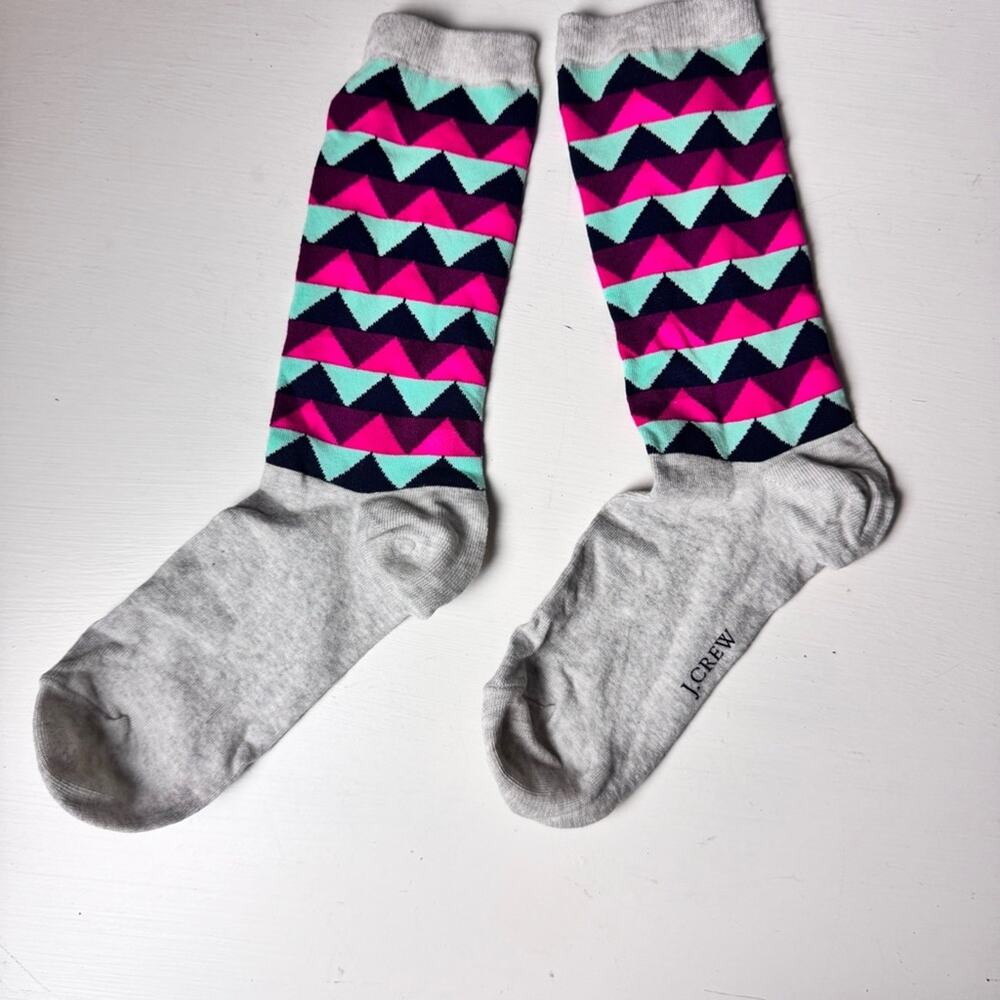 J.Crew Patterned Dressy Casual Crew Style Pink, Blue, Gray Socks - Picture 7 of 7